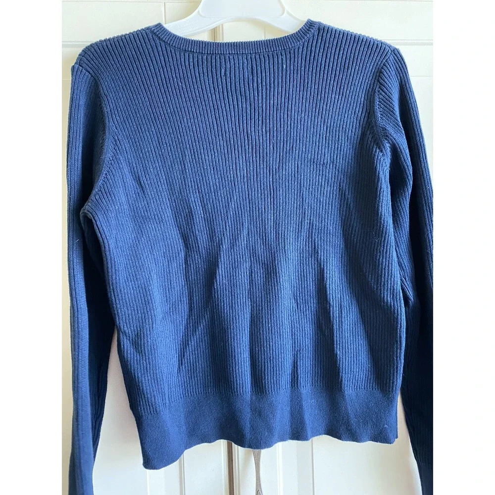 Gymboree Sweater Girls 14 Blue Ribbed Cotton Cardigan Uniform‎ New